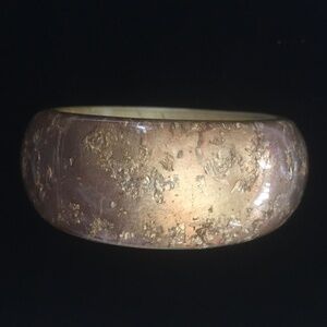 Bold Pressed Gold Leaf Wide Bangle Bracelet/2 1/4 In. Wide/2 1/2 In. Diameter